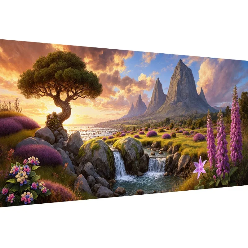 

DIY Diamond Painting Gaint Tree Stone River Scenery Cross Stitch Kit Diamond Embroidery Art Large Size Amazing Picture For Home