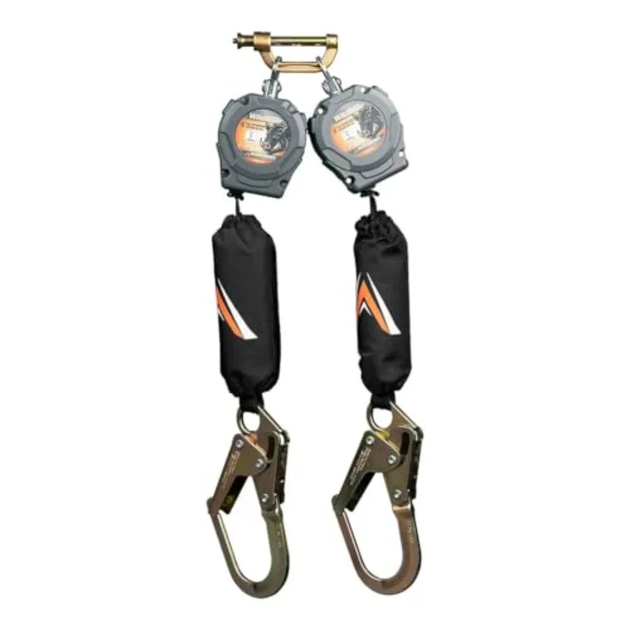 

Wild Boar 6' Dual Self Retracting Lifeline SRL Fall Protection Lanyard with Rebar Hook for Construction Site Safety, OSHA and A