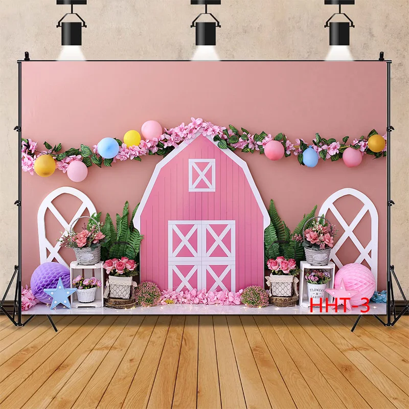 

SHUOZHIKE Newborn Baby Birthday Background First Birthday Party Balloon Flower Backdrop Photography Photo Studio HHT-01