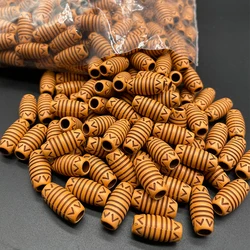 50pcs Big Hole Imitation Wood Beads Hair Braid Decor Round Beads Loose Beads Decor DIY Accessory For Jewelry Making