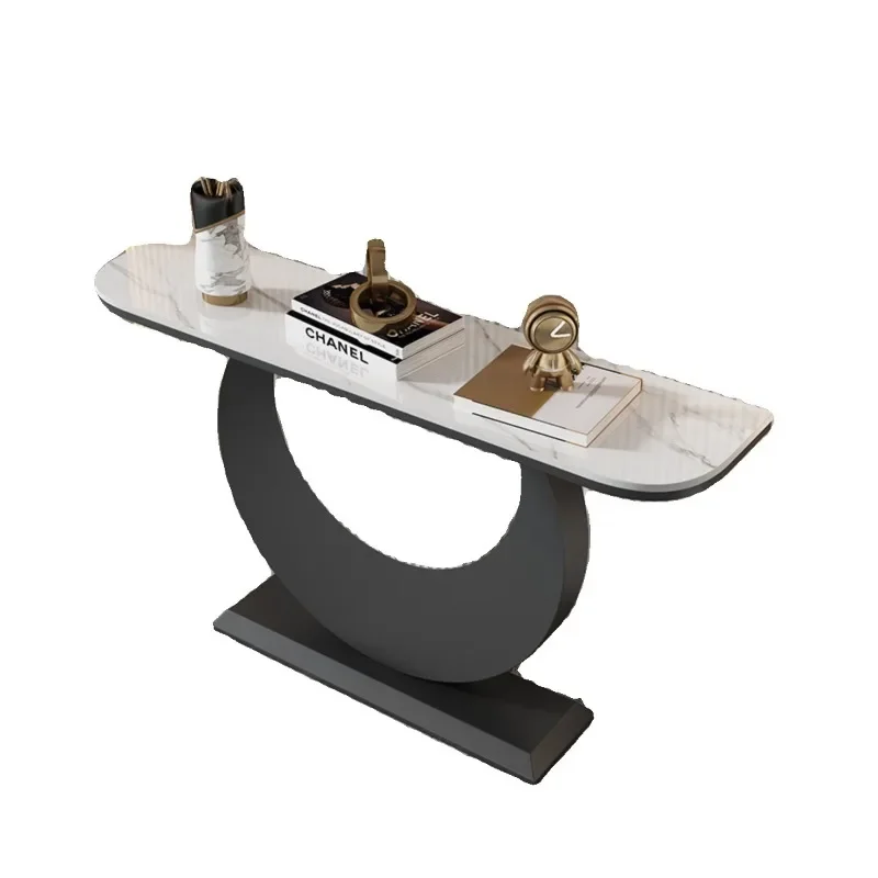 Cream style entrance table, narrow side table against the wall, modern simple light luxury strip, view platform