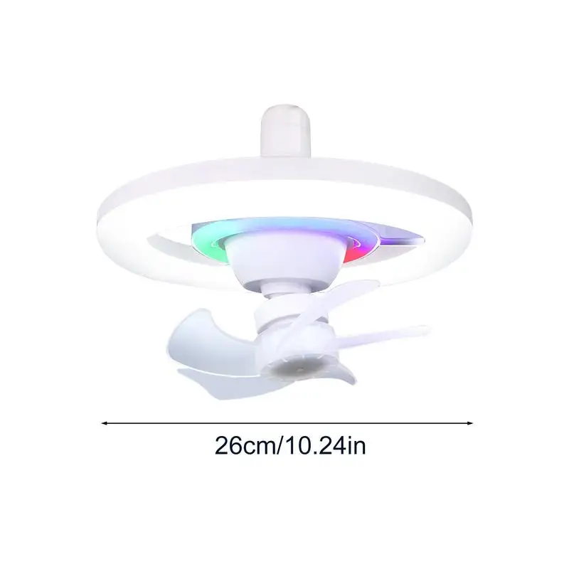 Ventilador de enchufe de luz de techo LED RGB, ajustable, regulable, ahorro de energía, giratorio de 360 grados, silencioso, dormitorio, restaurante, sala de estar