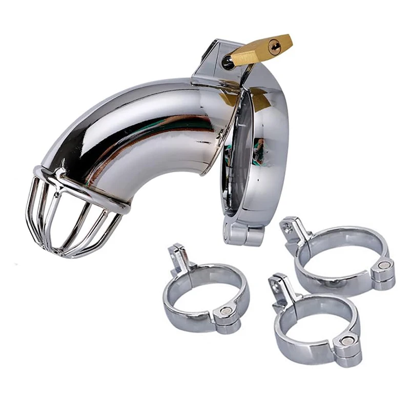 BDSM Sex Toys Men Metal Urethra Chastity Lock Penis Bondage Adult Chastity Cage Cock with 3 Snap Ring Restriction Abstainer Toy