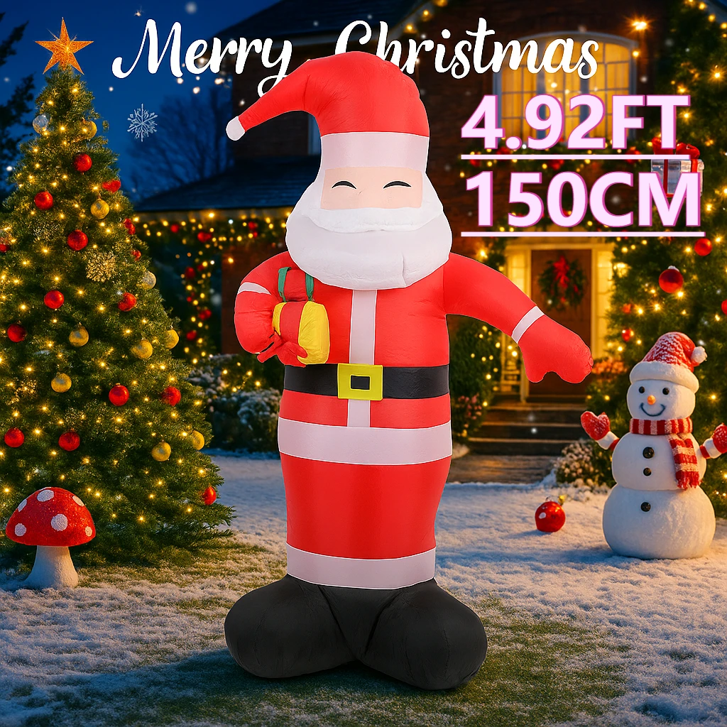 4.92FT مصباح ليد نفخ سانتا كلوز لعبة عيد الميلاد ساحة الحديقة زينة لوازم ديكور المنزل حفلة حلية عيد الميلاد هدية عيد