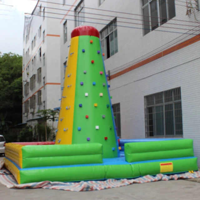 Commercial indoor outdoor mobile amusement air rock climbing wall inflatable climbing wall for sale