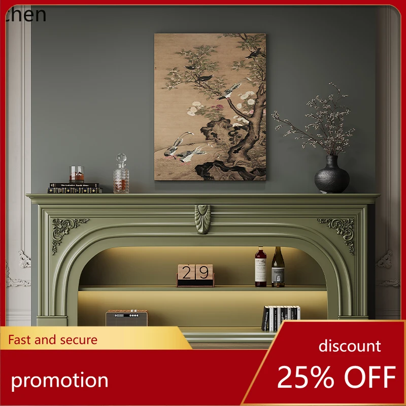 CZ solid wood fireplace decorative cabinet rural retro living room home fireplace entrance cabinet