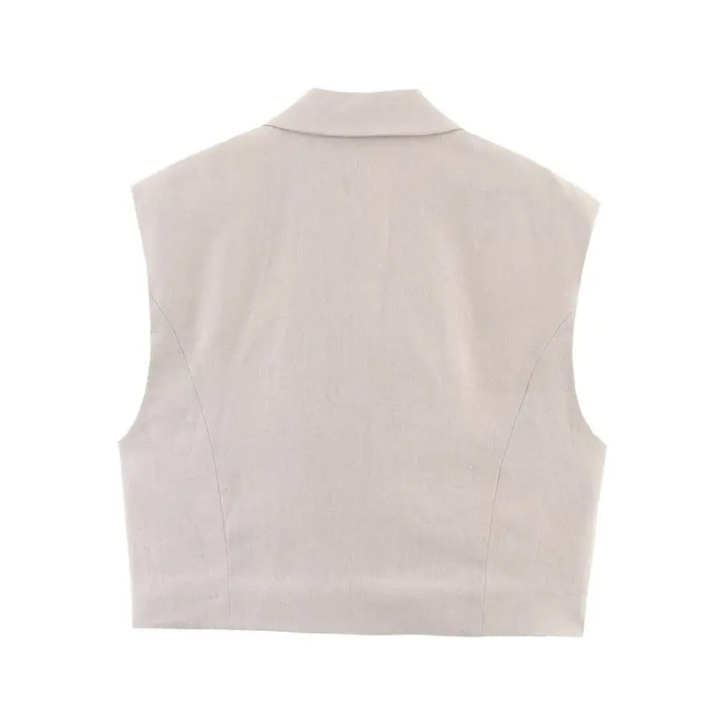 Klassische Leinenmischung, Svel-Kragenweste für Damen, Faion, Sommer 2022, Neuankömmling, zweiteiliges Set, lange Hosen, Knopfverschluss