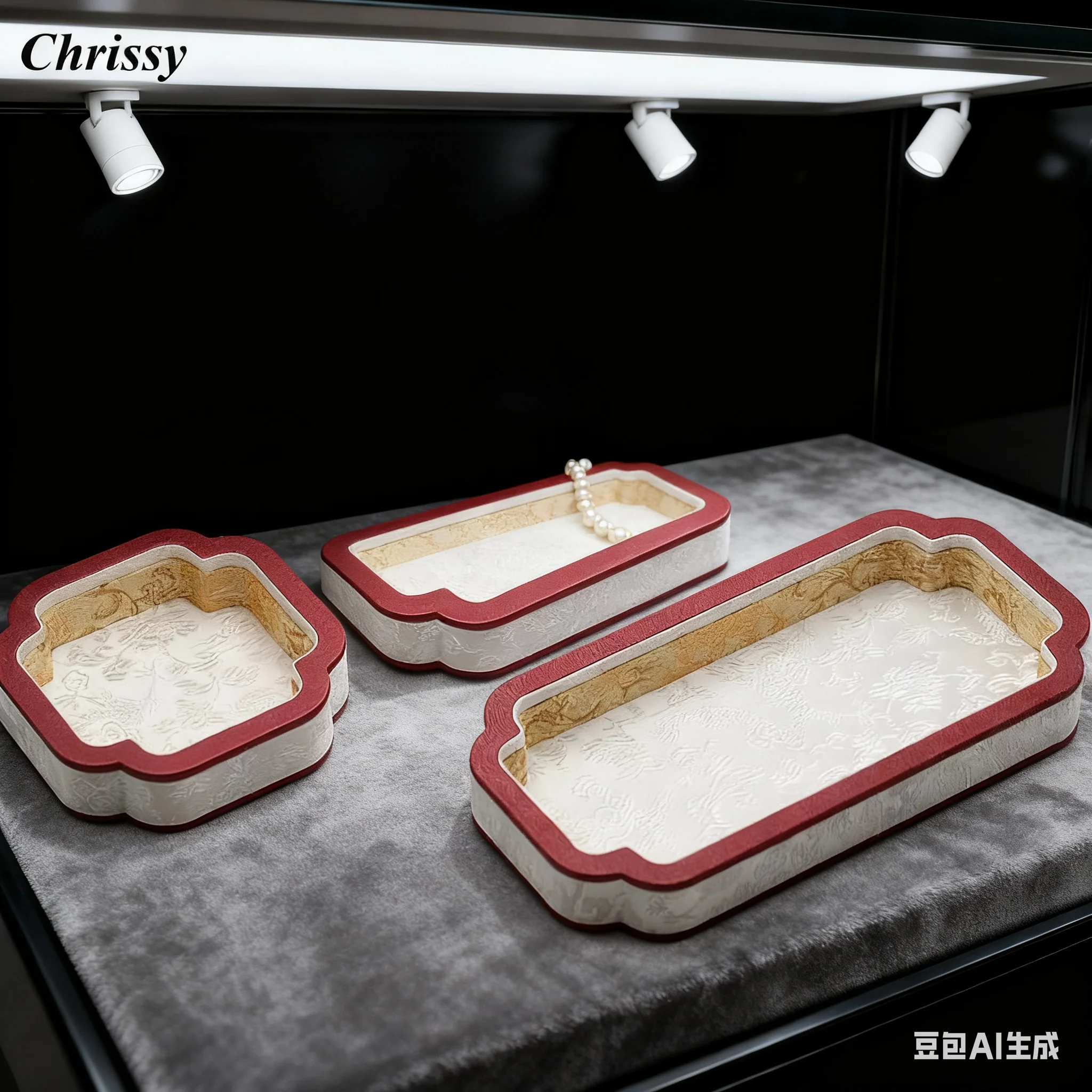 

Винтажная шкатулка для ювелирных украшений в восточном стиле, бархатный лоток для коллекции нефритовых браслетов и колец, витрина для магазина в антикварном стиле