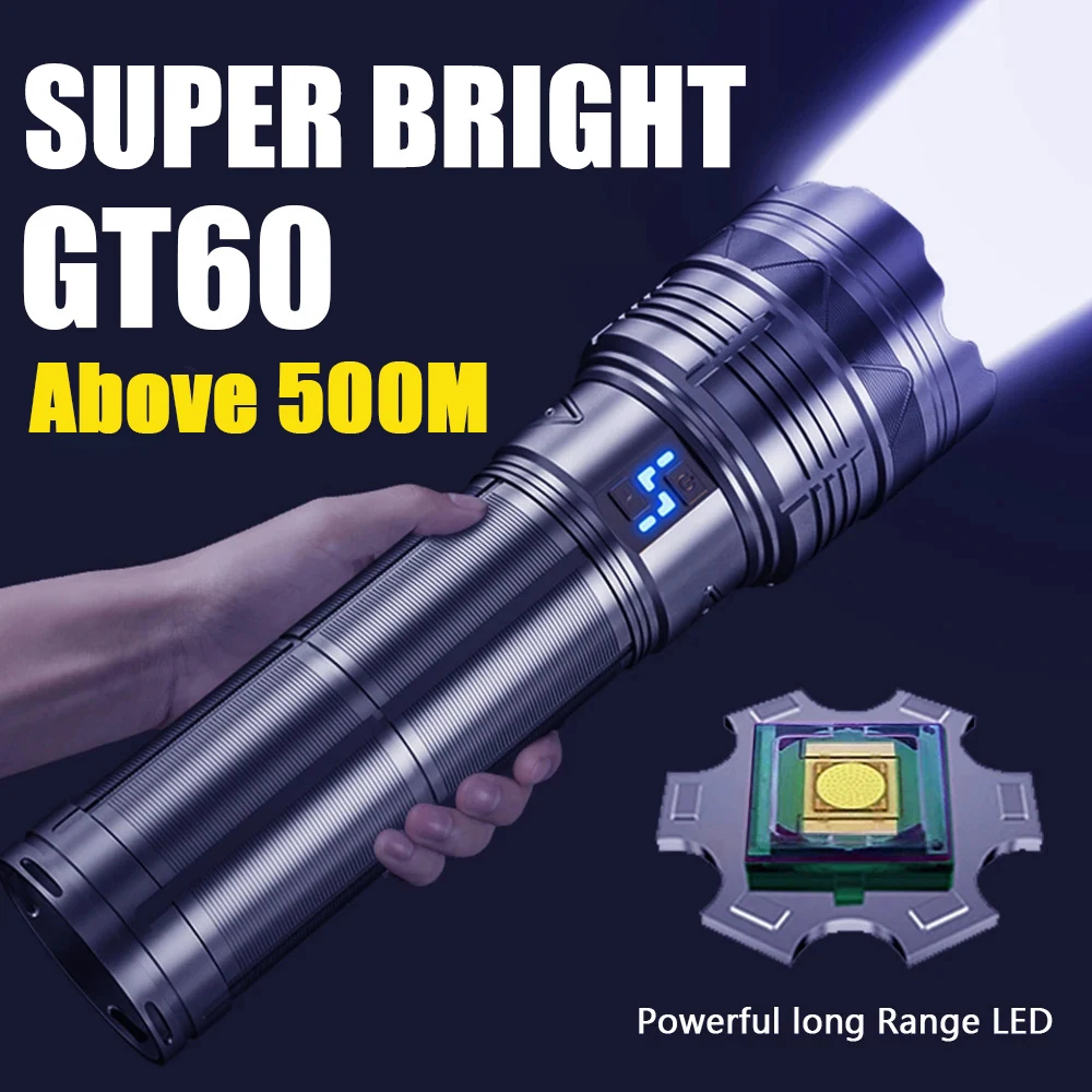 

12000 LM Tactical Flashlight M4 Long Version Built-in Battery Ultra Bright Led Flashlights Emergency Spotlights Telescopic Zoom