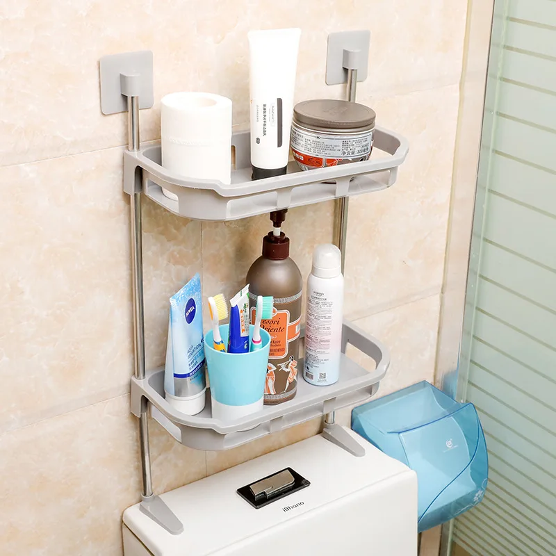 Toilet Rack Toilet Shelf Above Closestool Free Punching Multi-function Bathroom Kitchen Storage Rack With Supporting Feet