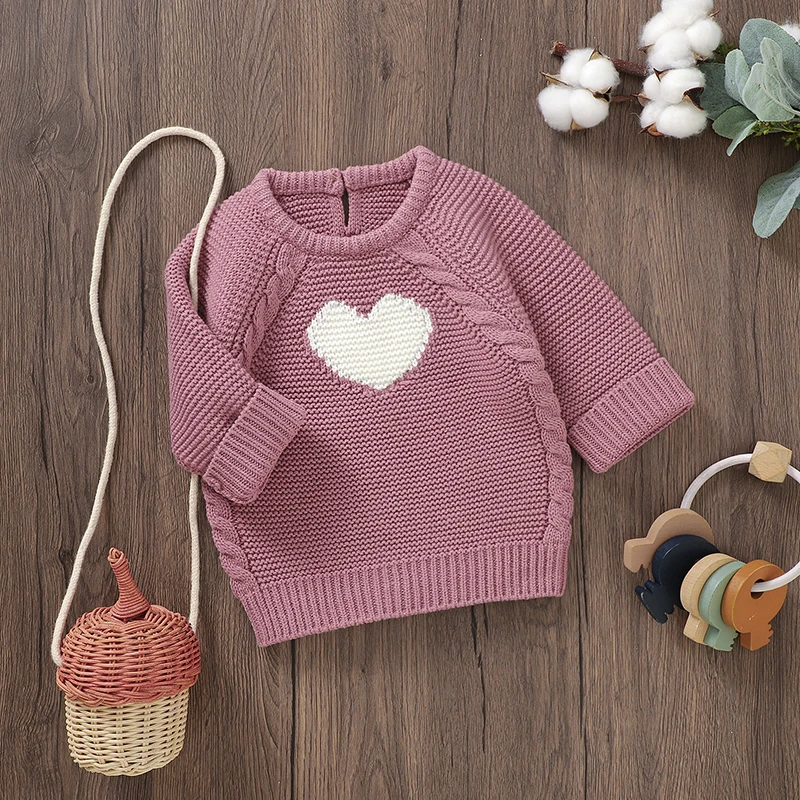 Baby Sweaters Knitted Infant Girls Boy Pullover Long Sleeve Autumn Newborn Children Clothing Fashion Solid Cute Loving Tops Warm