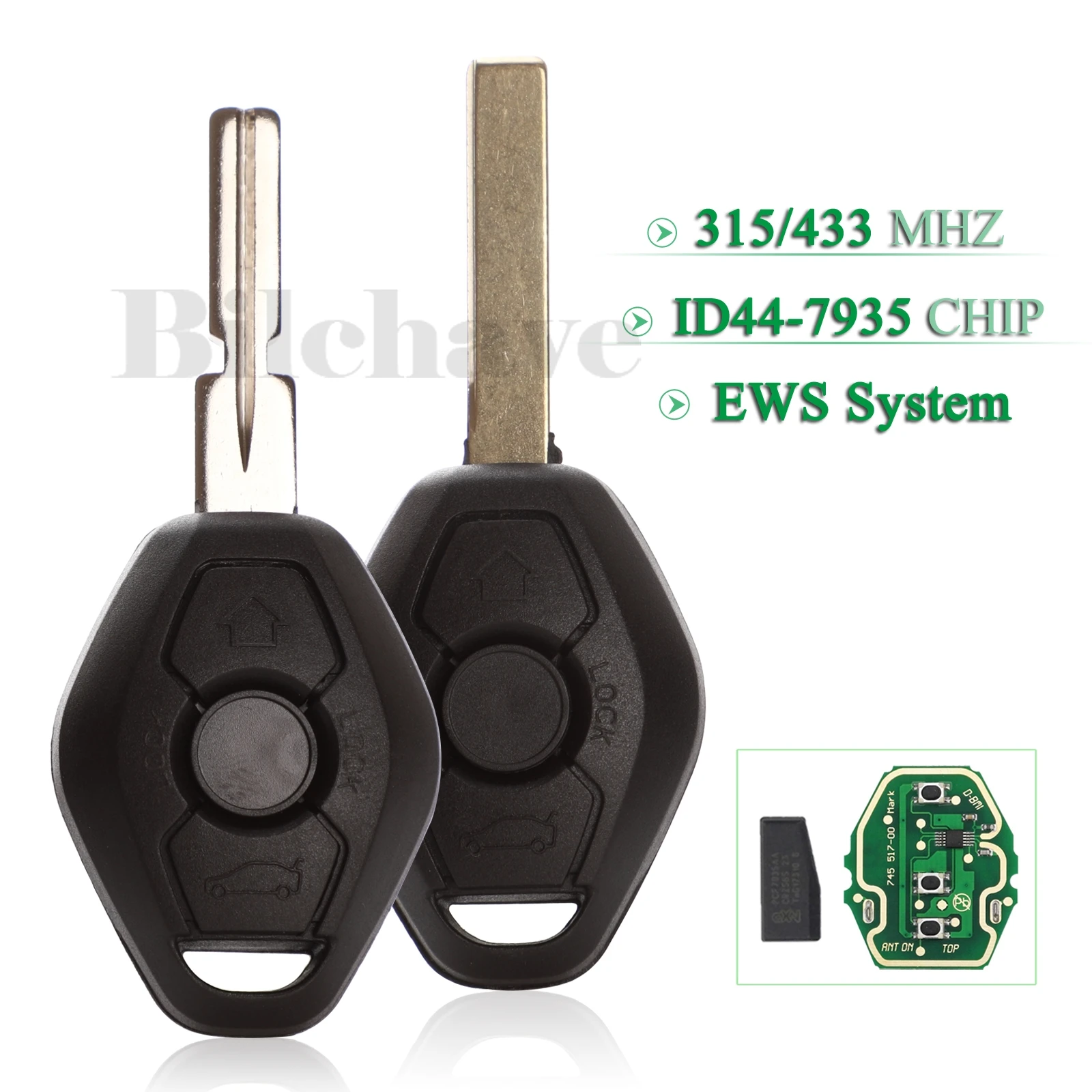 jingyuqin 315/433Mhz ID44 Chip Remote Car Key EWS Sytem For BMW 1 3 5 7 Series E38 E39 E46 X3 X5 Z3 Z4 Fob HU58 HU92 Blade