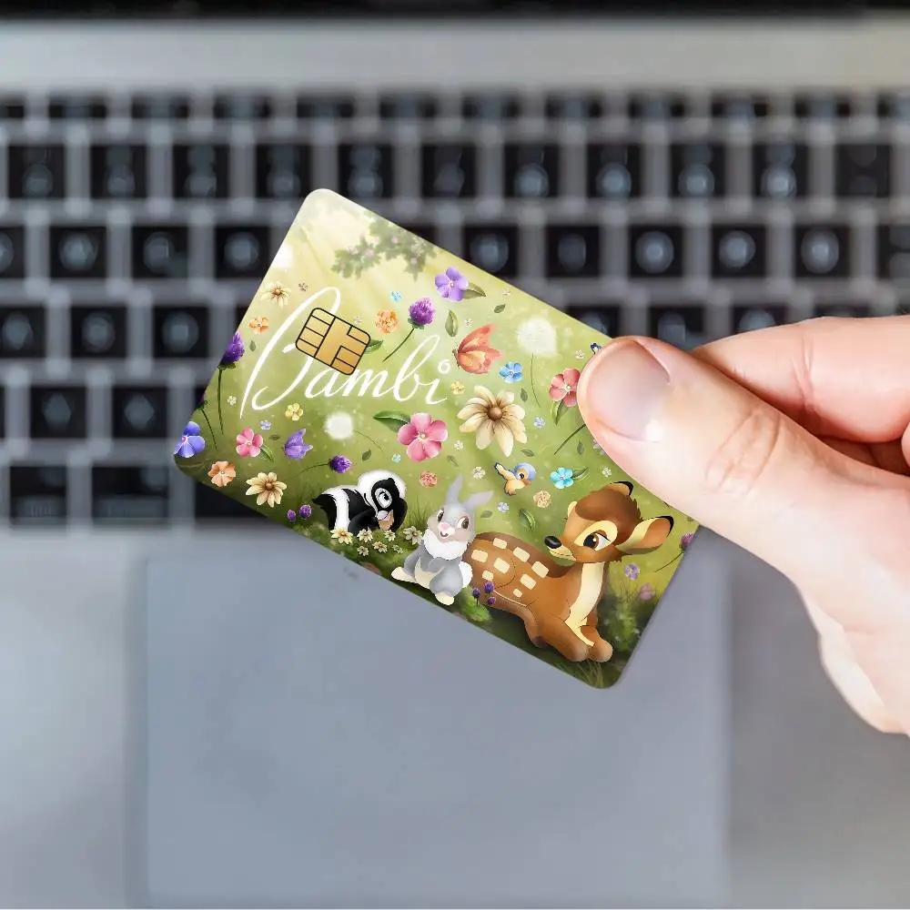 كارتون لطيف بامبي ملصق فيلم الجلد غطاء ملصقات بطاقة الائتمان 4 قطعة الخصم الجبهة الديكور البنك حافلة تمرير مقاوم للماء