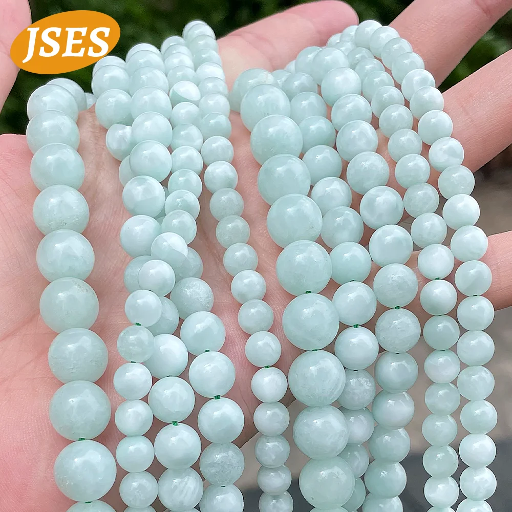 AA Natural Green Angelite 6-10mm Loose Beads for Jewelry Making DIY Bracelets Necklace Wholesale Needlework Accessories Beads