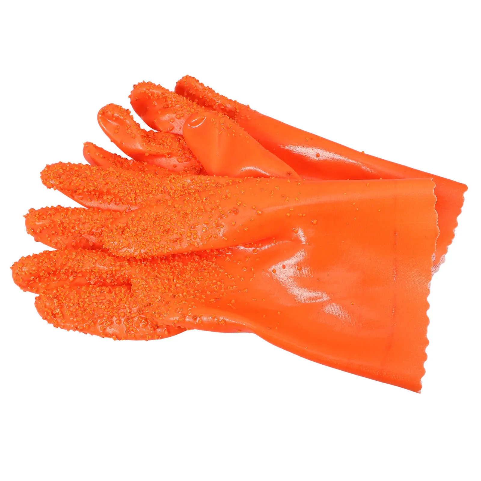

1Pair Heavy Duty PVC Work Gloves for Men Non-Slip Waterproof Oil Acid Alkali Resistant Outdoor Protective Working Gloves Bright