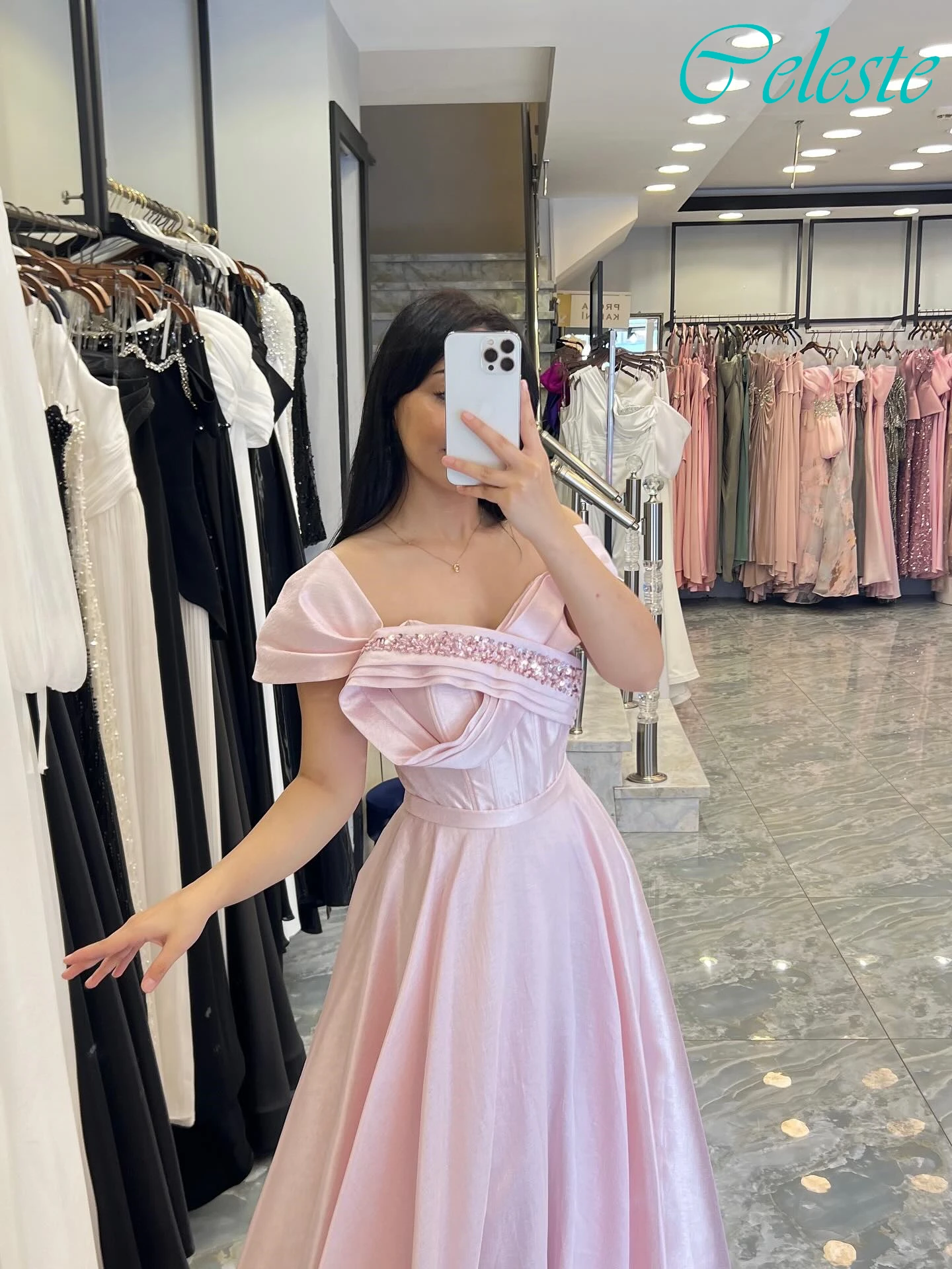 

Customized A-Line V-Neck Short Sleeves Elegant Evening Dress Delicate Celebrity Gowns High Quality Bespoke Occasion Gowns