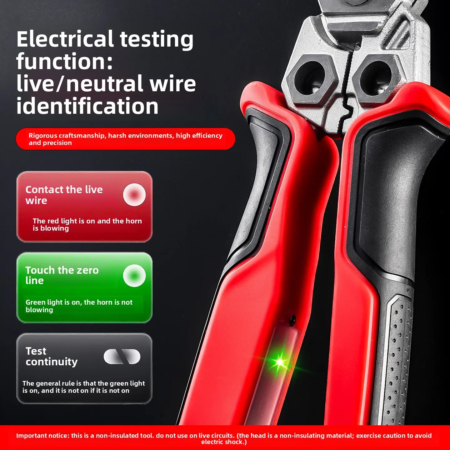 Industrial-Grade Spring-Loaded Electrician Needle Nose Pliers - Multifunctional Wire Cutting & Stripping Heavy-Duty Hand Tool