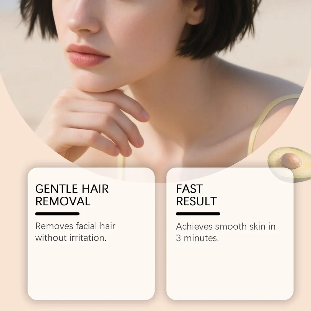 كريم إزالة شعر الوجه للبشرة الحساسة للنساء، مزيل شعر الجسم، مثبط نمو الشعر، غير مهيج، آمن