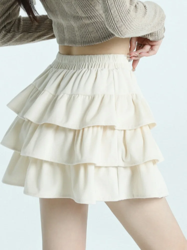 Ballet Sle Fluwelen Taartrok Hoge Taille A-lijn Gezwollen ort Rok Dames Herfst Winter Afslankende f-lengte Rokken