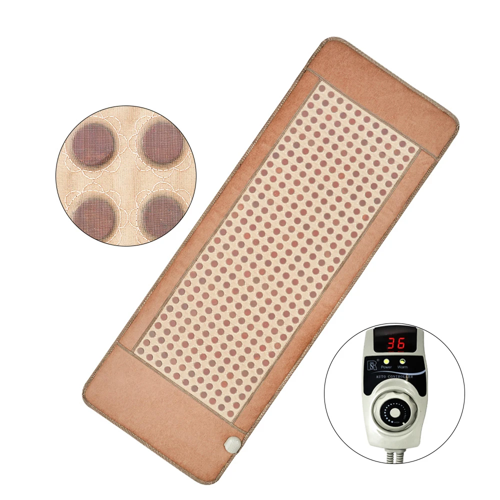 Electric 190*60CM Full Body Health Care Germanium Stone Massage Mat With Heating Pad For Relax Infrared Therapy Yoga Matte