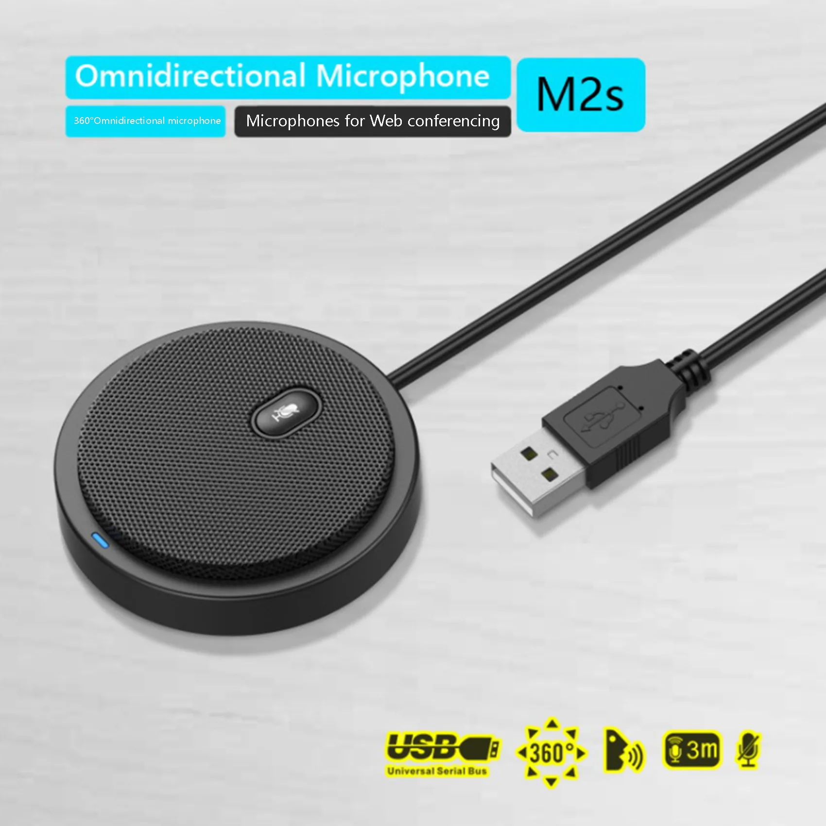 Conference Room Microphone USB 360-Degree Omnidirectional Microphone Very Suitable for Conference Chat Video Conference