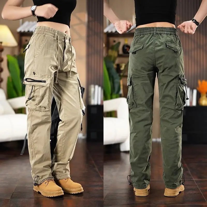 High-end Luxury Fashion 2026 New Summer Thin High-end Overalls Men's Casual Outdoor Elastic Loose Straight Baggy Cargo Pants