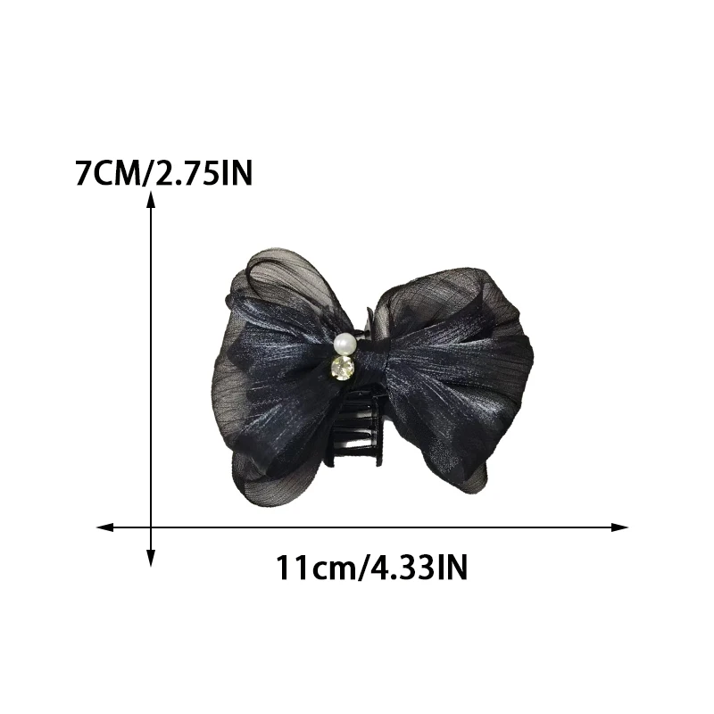 Double-layer Mesh Bow Hair Clip for Woman Elegant Temperament Shark Clip Fashion Girl Back of The Head Ponytail Clip Hair Clamp