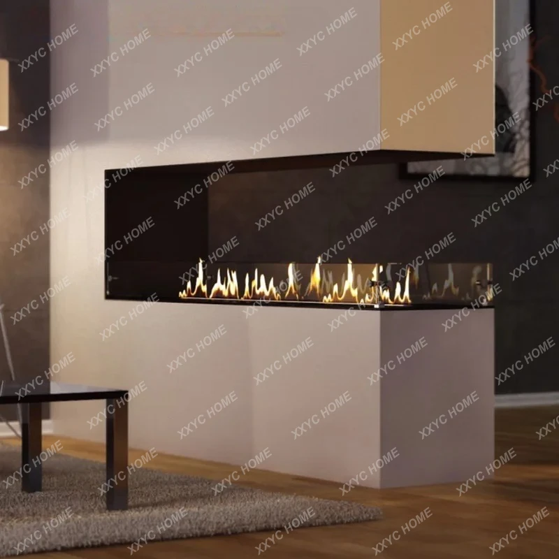 LReal Fire Decoration Villa Design Living Room Background Wall Embedded Flame Heating Smart Alcohol Fireplace