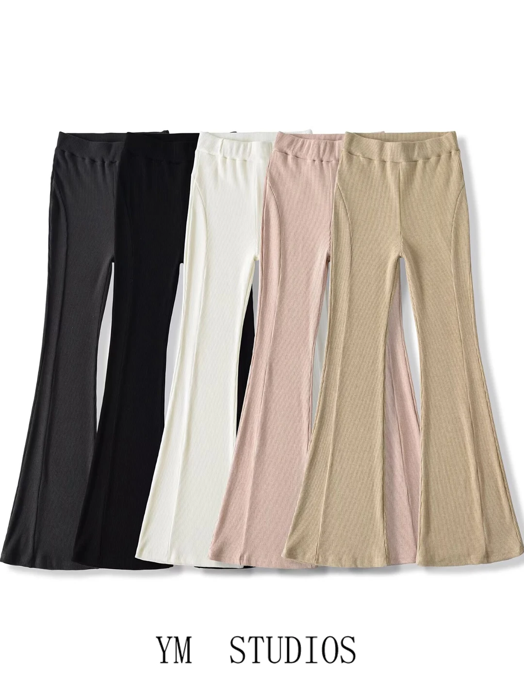 

Женские трикотажные брюки с высокой талией для похудения, осенняя модная верхняя одежда, удлиненные, расклешенные, комфортные, свободного кроя