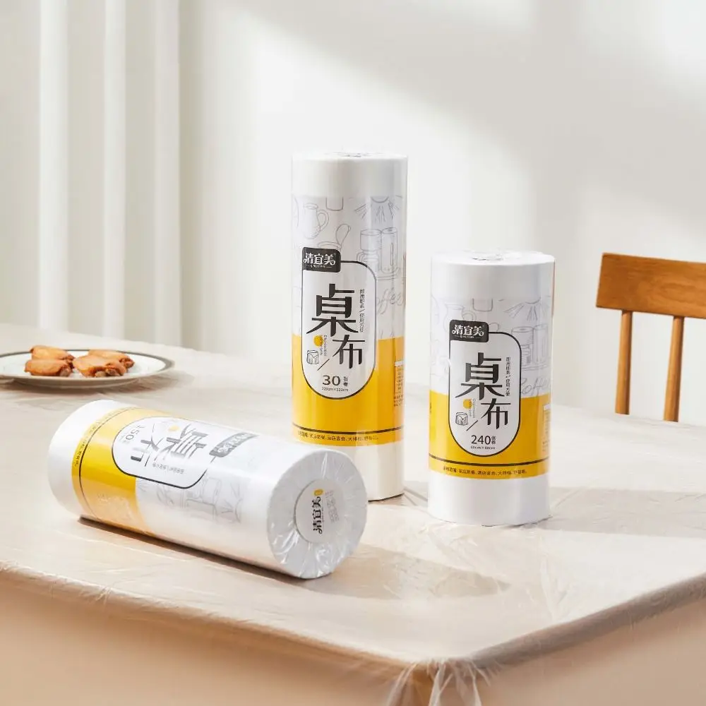 White Disposable Tablecloth Thickened Plastic Desk Protective Cover Rectangle Round Table Waterproof Oil-proof