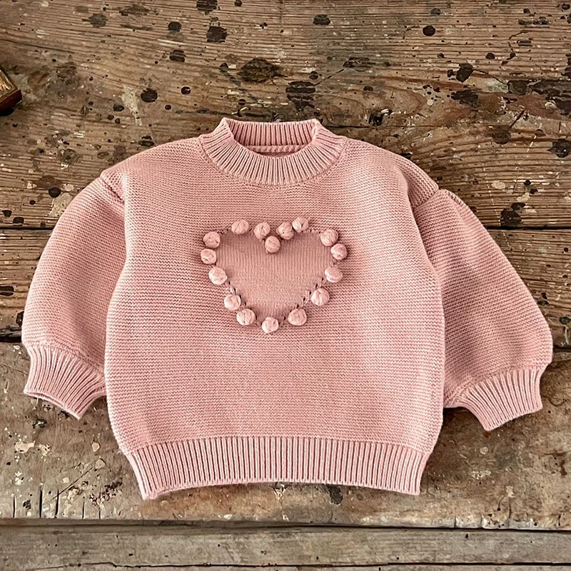 

2024 New Autumn Baby Knitted Clothes Toddler Baby Girl Knitting Pullover Long Sleeved Solid Color Newborn Baby Girls Sweater