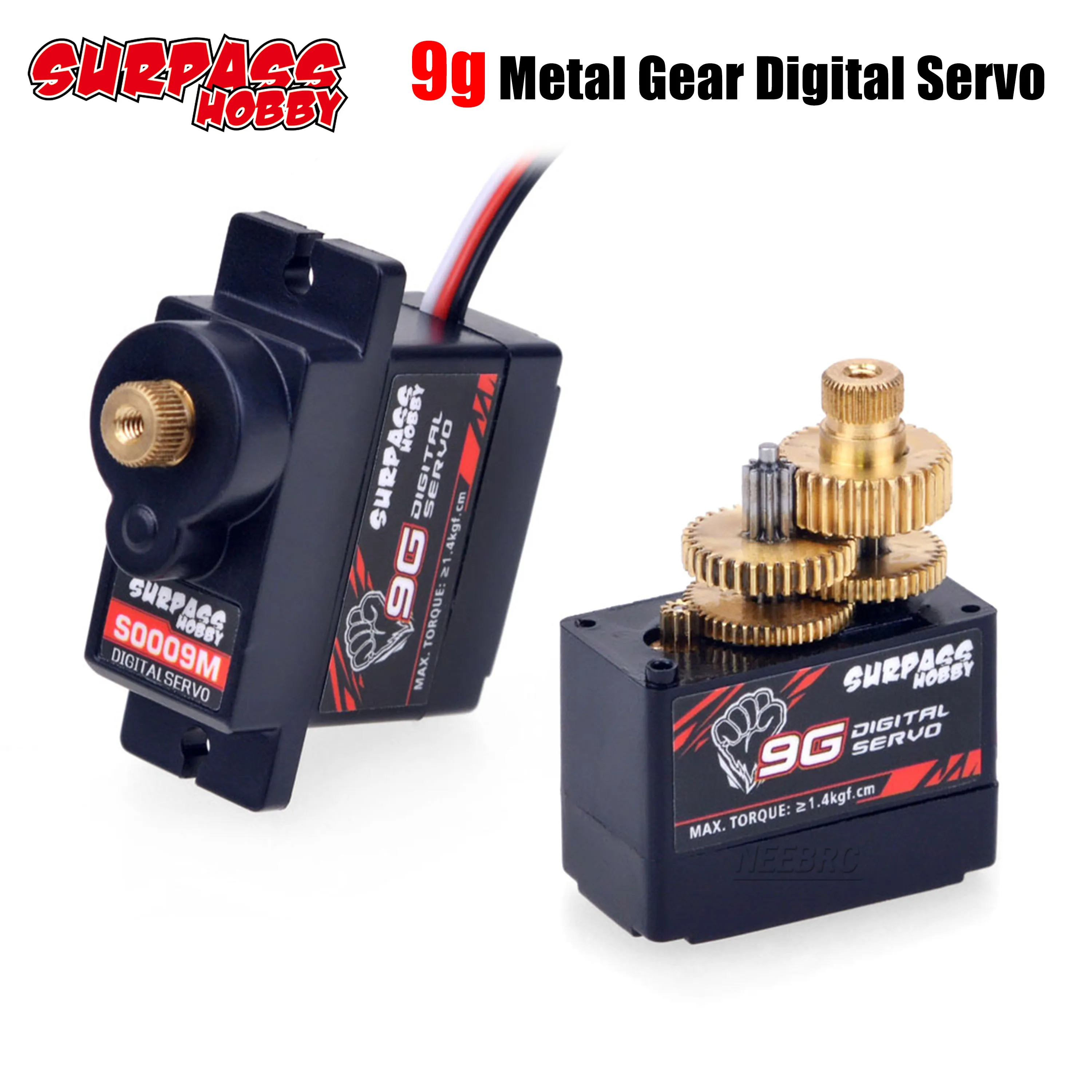 SURPASS HOBBY 9g Metal Gear RC Car Servo 1.4KG Digital 4.8V ~ 6VDC 25T Motor for Airplane Robot Boat Model Accesorries Toy Part