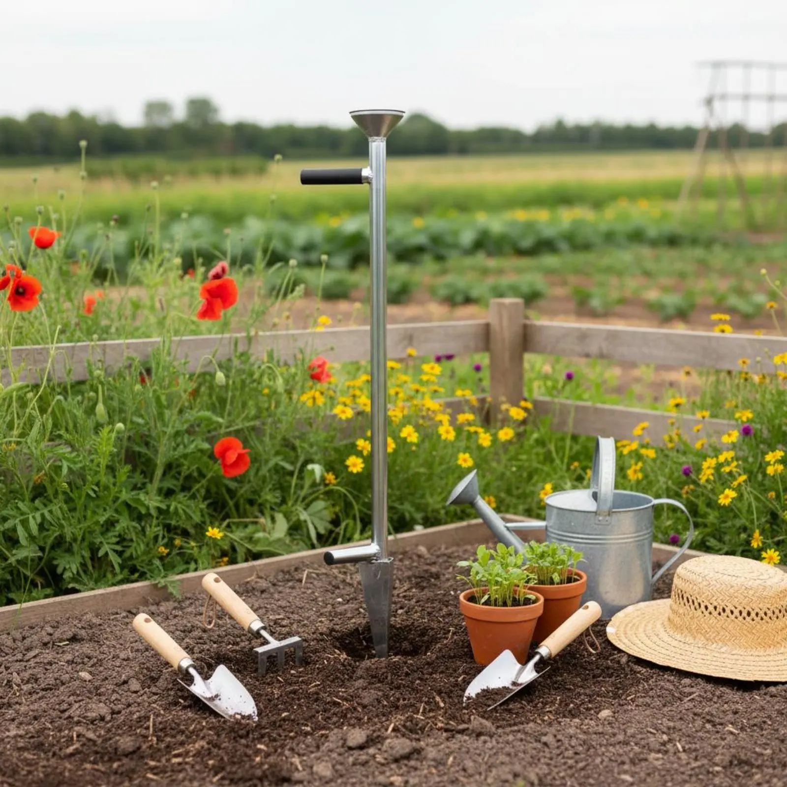 

Manual Corn and Bean Planter No-Bend Design Long Handle Point Seeder Standing Seed Planter Sturdy-Duty for Farmers, Farm