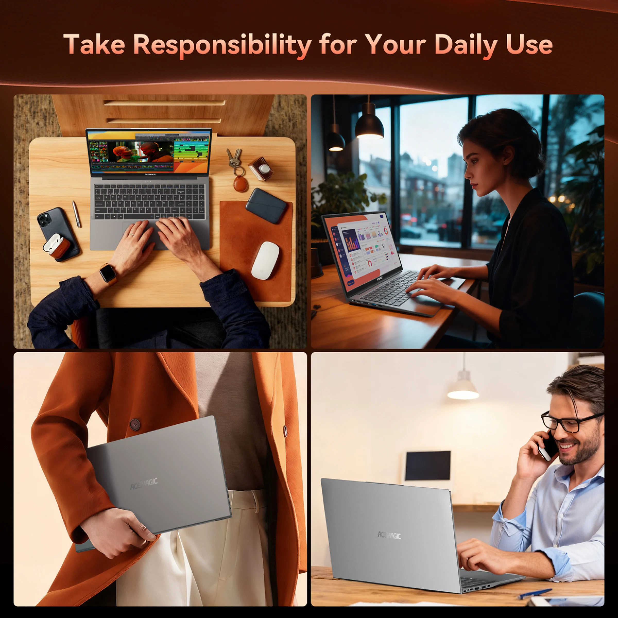 ACEMAGIC كمبيوتر محمول 16 جيجابايت DDR4 RAM 512 جيجابايت SSD كمبيوتر واي فاي 6 15.6 بوصة كامل HD IPS عرض 2025 أجهزة الكمبيوتر المحمولة للعمل طلاب الأعمال