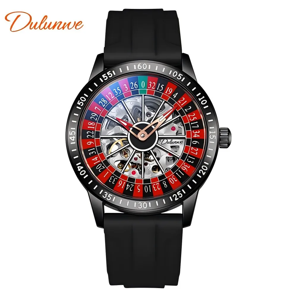 Men's hollowed out fully automatic mechanical watch large plate silicone fashion watch night light waterproof trend men's watch