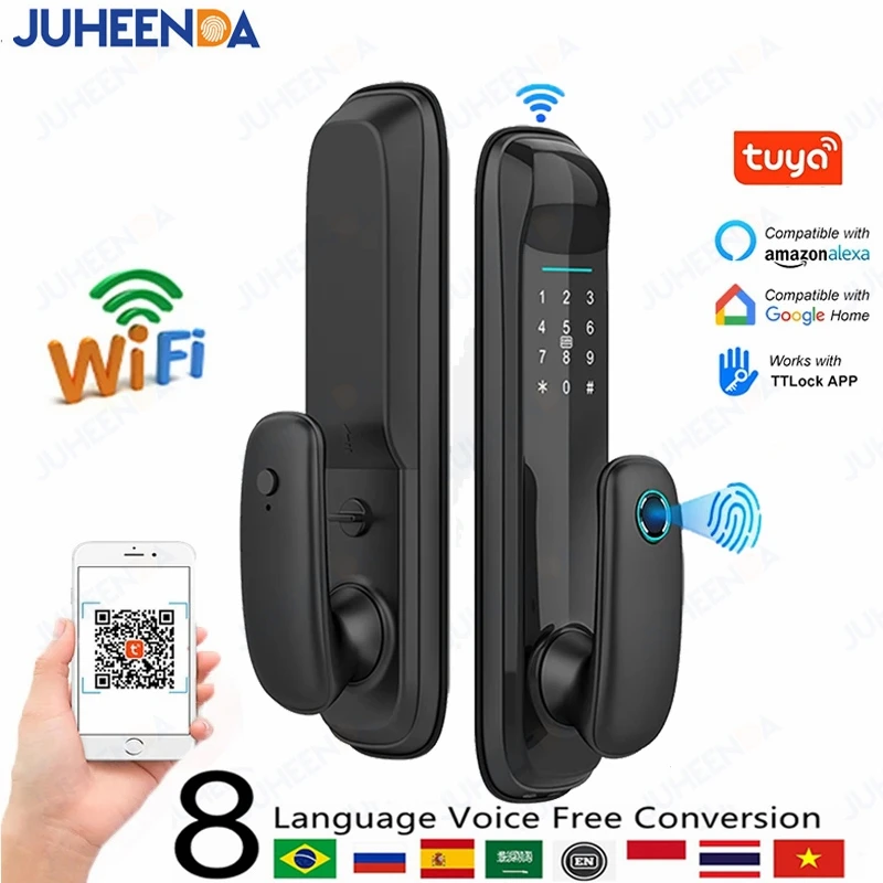 TTlock App Smart Door Lock Bluetooth Tuya Wifi Fingerprint Smart Card fechadura eletronica Home Office Intelligent Digital Lock