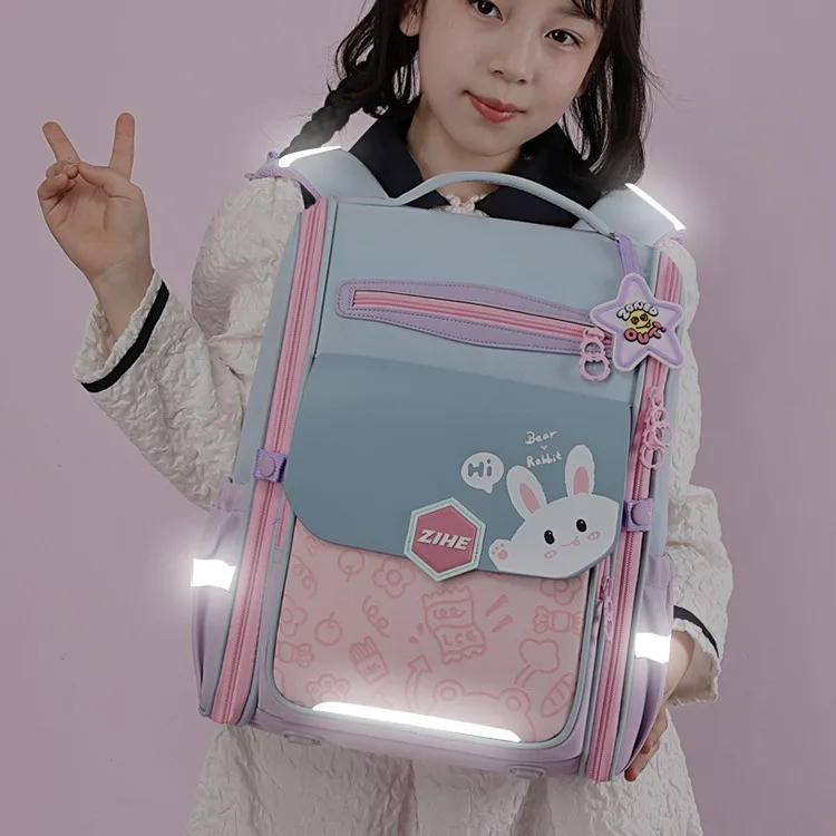 Primary School Backpack for Girlscute Rabbit Kid Backpack Waterproof Large Capacity Girl School Bag 6-10 Years Children Bookbag