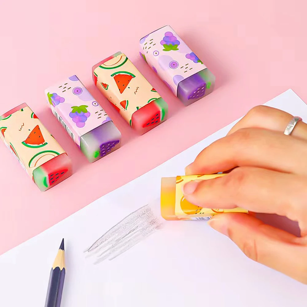 3Pcs/Lot Cute Kawaii Creative Fruit Eraser Rubber Stationery School Supply Novelty Lovely Gift Gomme for Kids