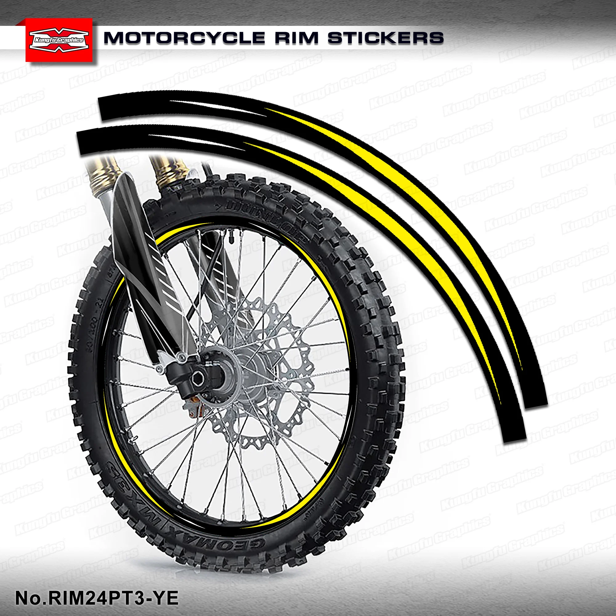 

Наклейка-деколь KUNGFU GRAPHICS для обода мотоциклетного колеса, для мотоциклов RMZ DRZ, желто-черная, RIM24PT3-YE