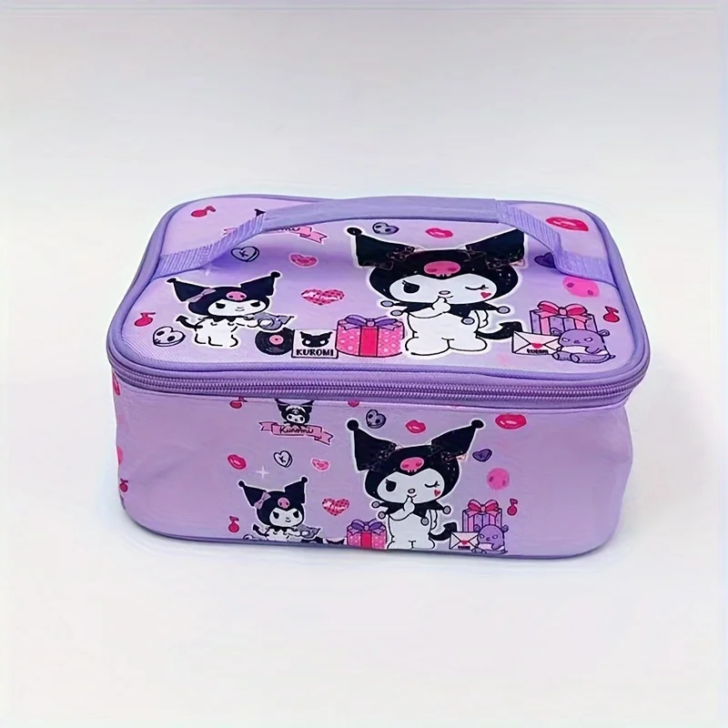 Sanrio Cartoon Character Insulated Lunch Bag - Water-Resistant Canvas Cooler Box with Cute Kawaii  Perfect Daily Storage Satchel