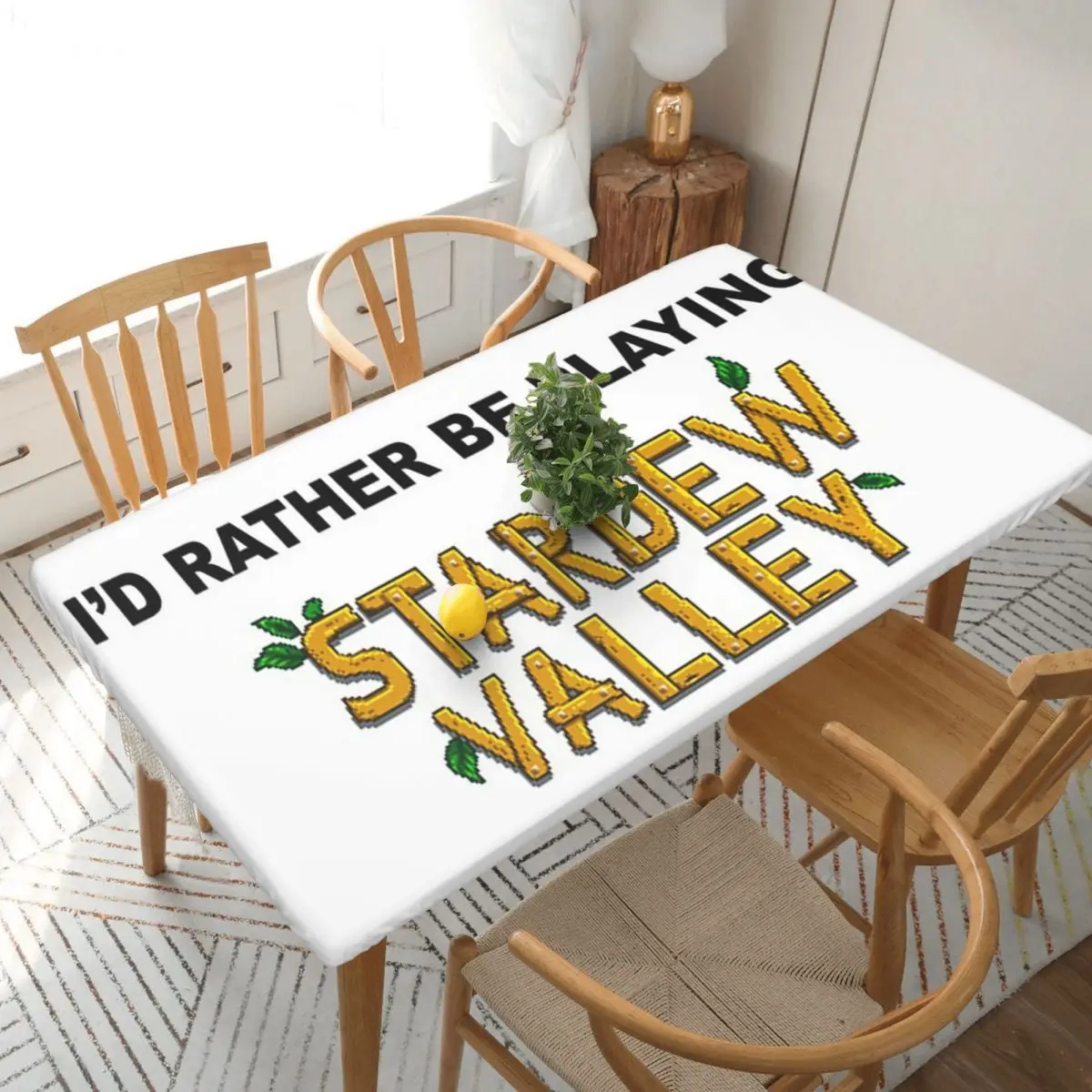 I'd Rather Be Playing Stardew Valley Custom Rectangular Tablecloth Waterproof Table Cover for Dining Events Table Cloth