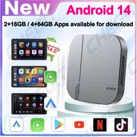 2026 Android 14 3 en 1 CarPlay Smart Box 4 + 64G 2 + 16G adaptador inalámbrico para coche Android Plug-and-Play Tv Box para YouTube Netflix