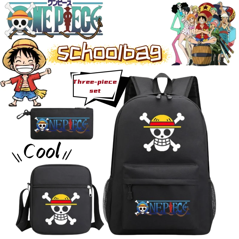 

new Monkey· D·Luffy creative personality high-value anime peripheral student cartoon casual schoolbag pencil bag three-piece set