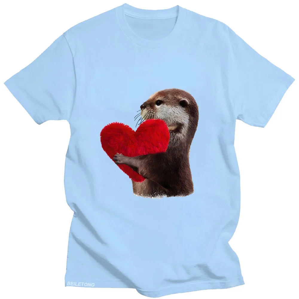 Otters Tshirts Kawaii Animal T-shirt 100% Cotton Shirt Unisex Loose Clothes Lovely Graphic T Shirts Casual Fashion Short Sleeve