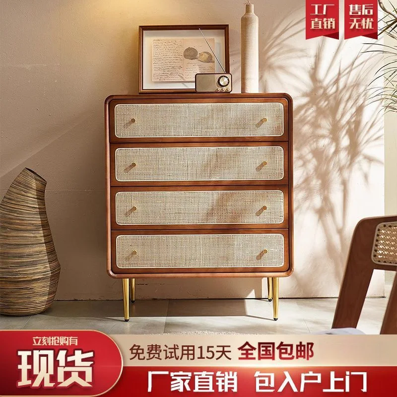 AOLIVIYA Rattan Bedside Table Kitchen Dish Sideboard Living Room Wine Tea Storage Cabinet Restaurant Display Cabinet