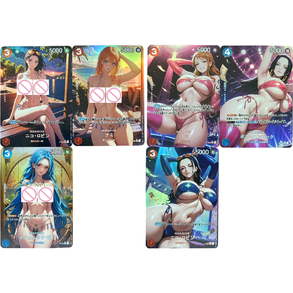 

3Pcs/set Anime OPCG Sexy Collection Card Nami Boa Hancock Nefertari Vivi Big Breasts Girl Card Refractive Flash Card Gifts