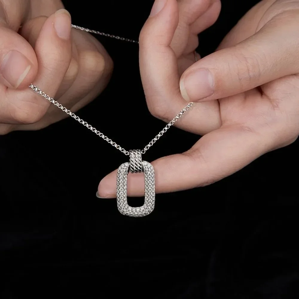 

M-JAJA муассанит прямоугольный кулон ожерелье бриллиантовое ожерелье для женщин 18 К позолоченное стерлинговое серебро S925 вечерние ювелирные изделия