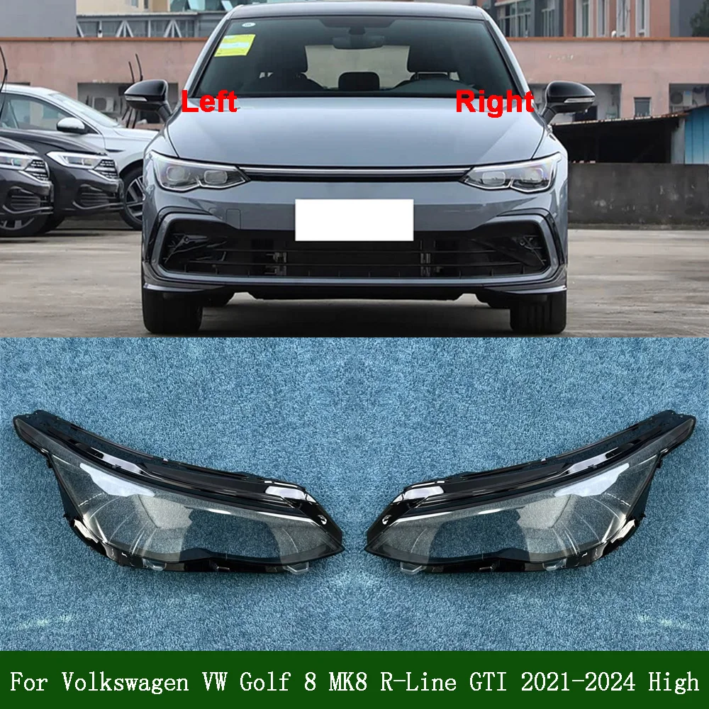 

Car Front Headlight Lens Cover 2021 2022 2023 2024 For Volkswagen VW Golf 8 MK8 R-Line GTI (High) Front Headlight Shell Glass Le