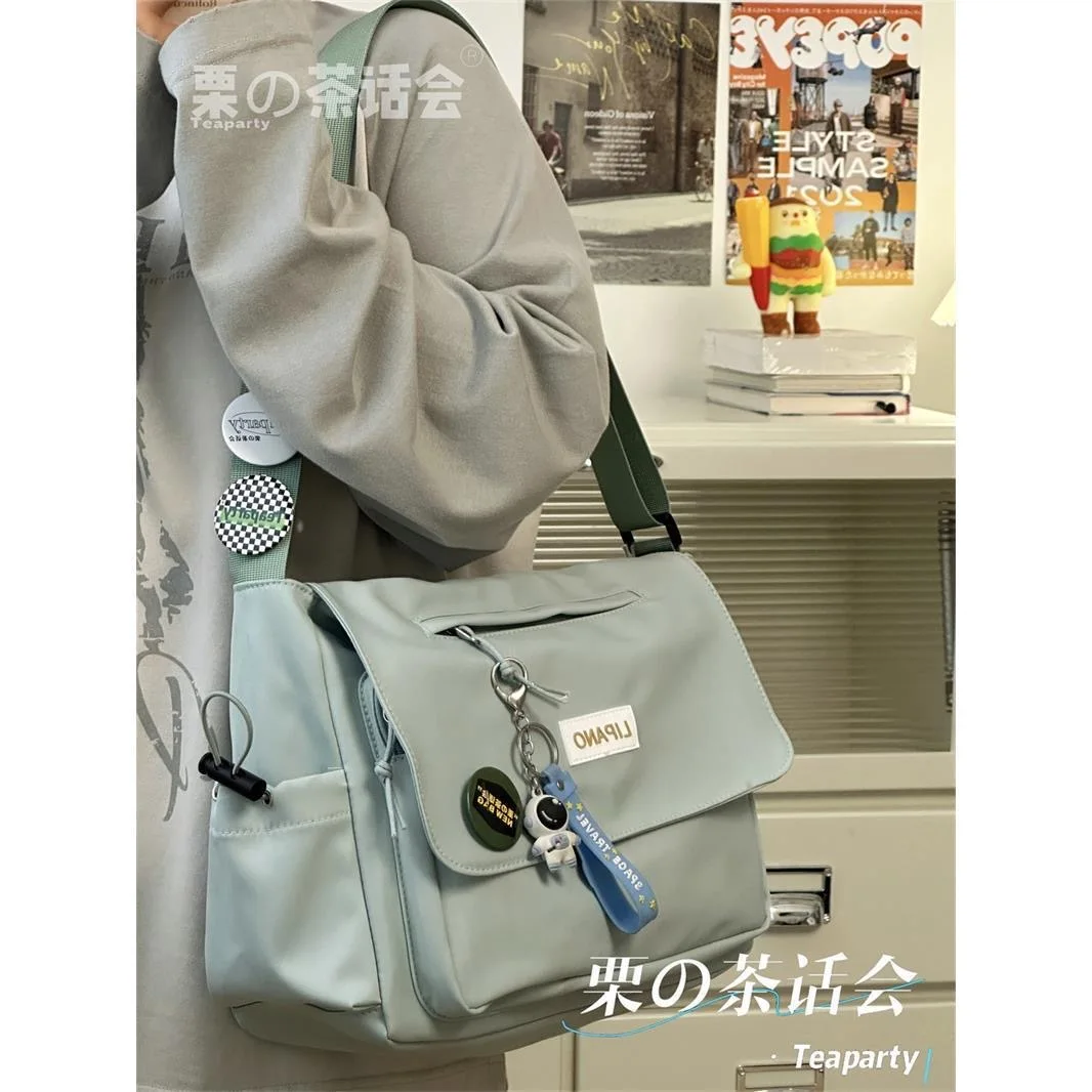 Japanese Harajuku Nylon Bag Women Letter Print Vintage Style Crossbody Bags Women and Men Shoulder Bag Satchels Messenger Bag