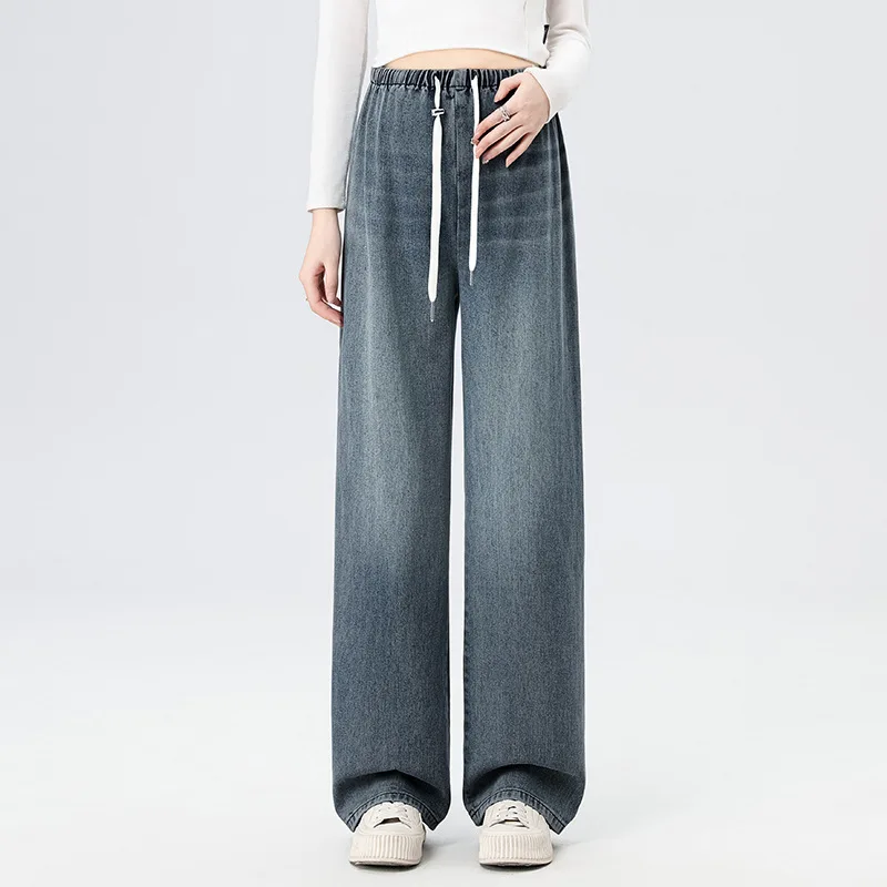 Autumn Spring Fashion Denim Maternity Straight Jeans Wide Leg Loose Belly Pants Clothes for Pregnant Women Street Pregnancy